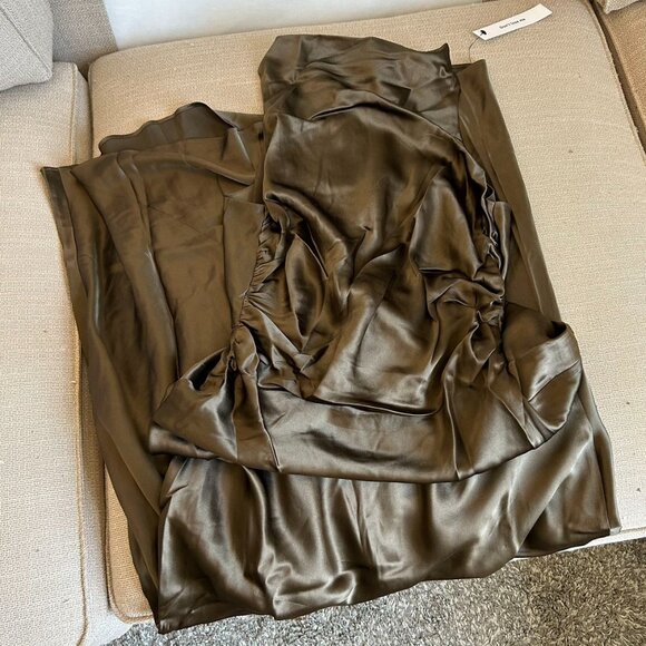 Reformation Anaiis Silk Maxi Dress Sz6 Morel Gray - Picture 4 of 9